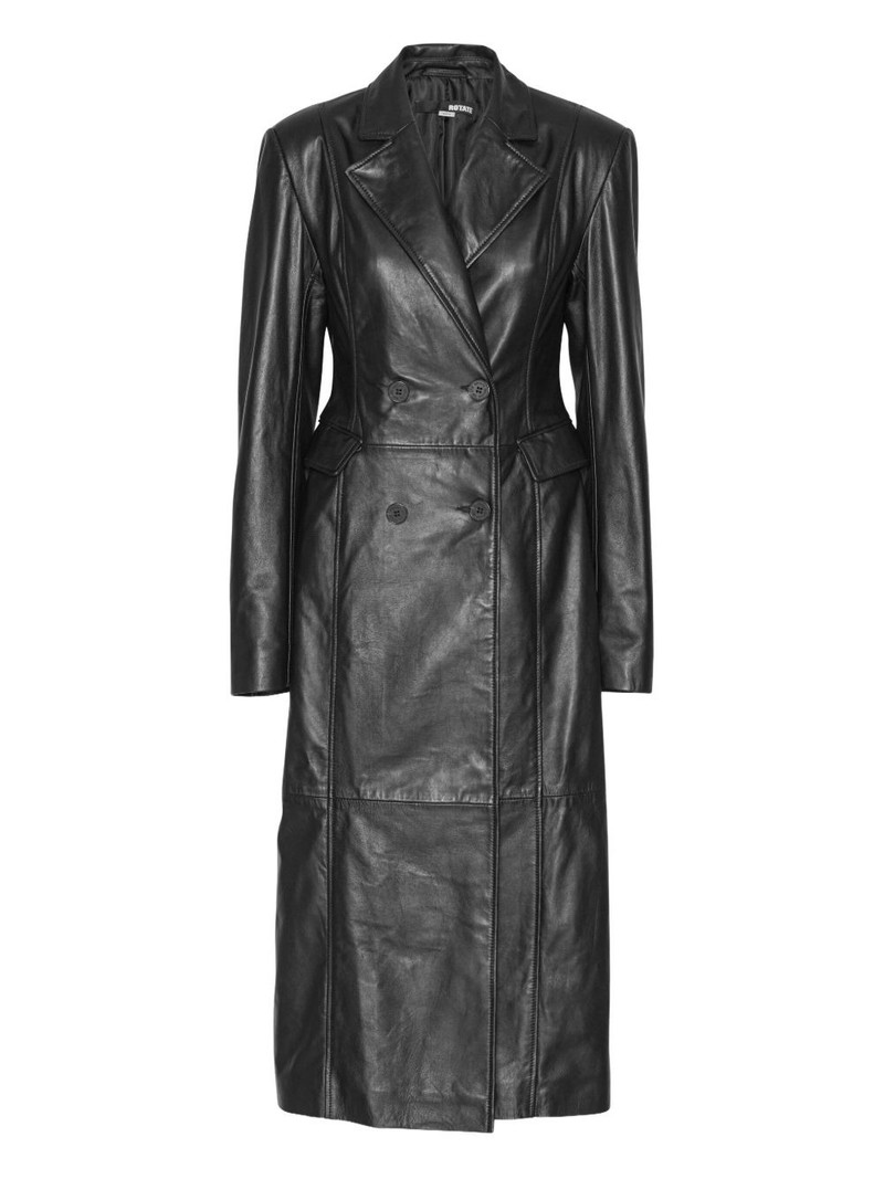 double-breasted leather coat 1