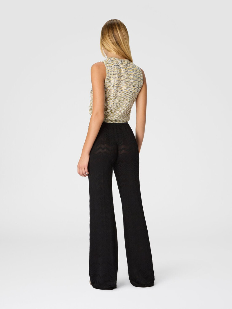 Straight Long Pants in Chevron Pattern 3
