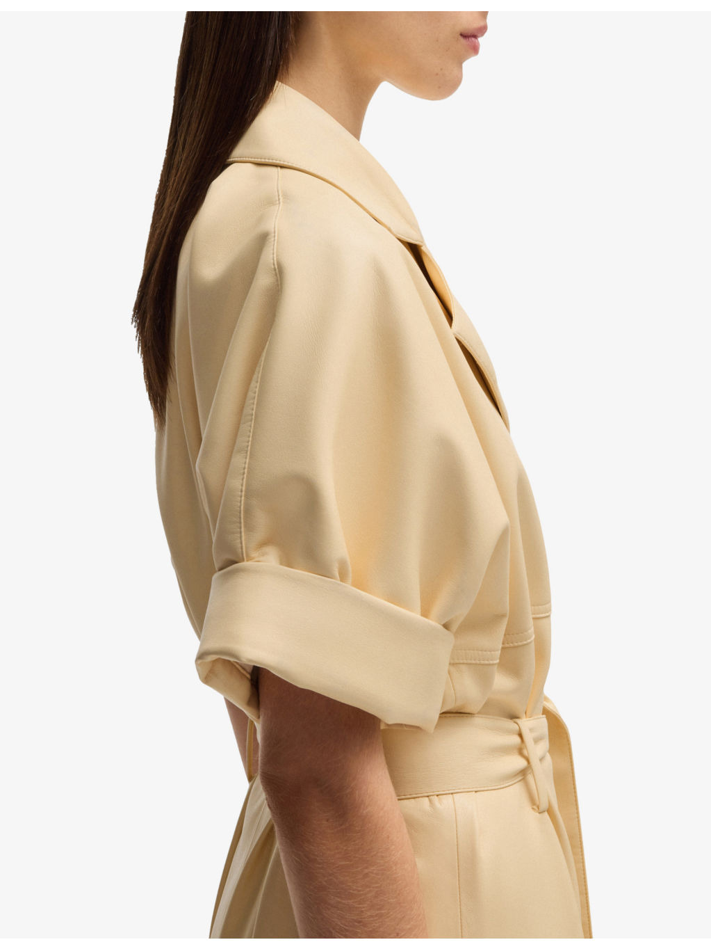 Double-breasted tie-waist faux-leather midi dress - 5