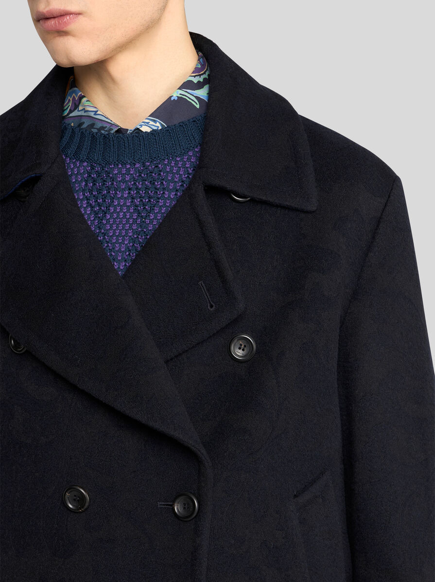 WOOL JACQUARD PEACOAT - 2