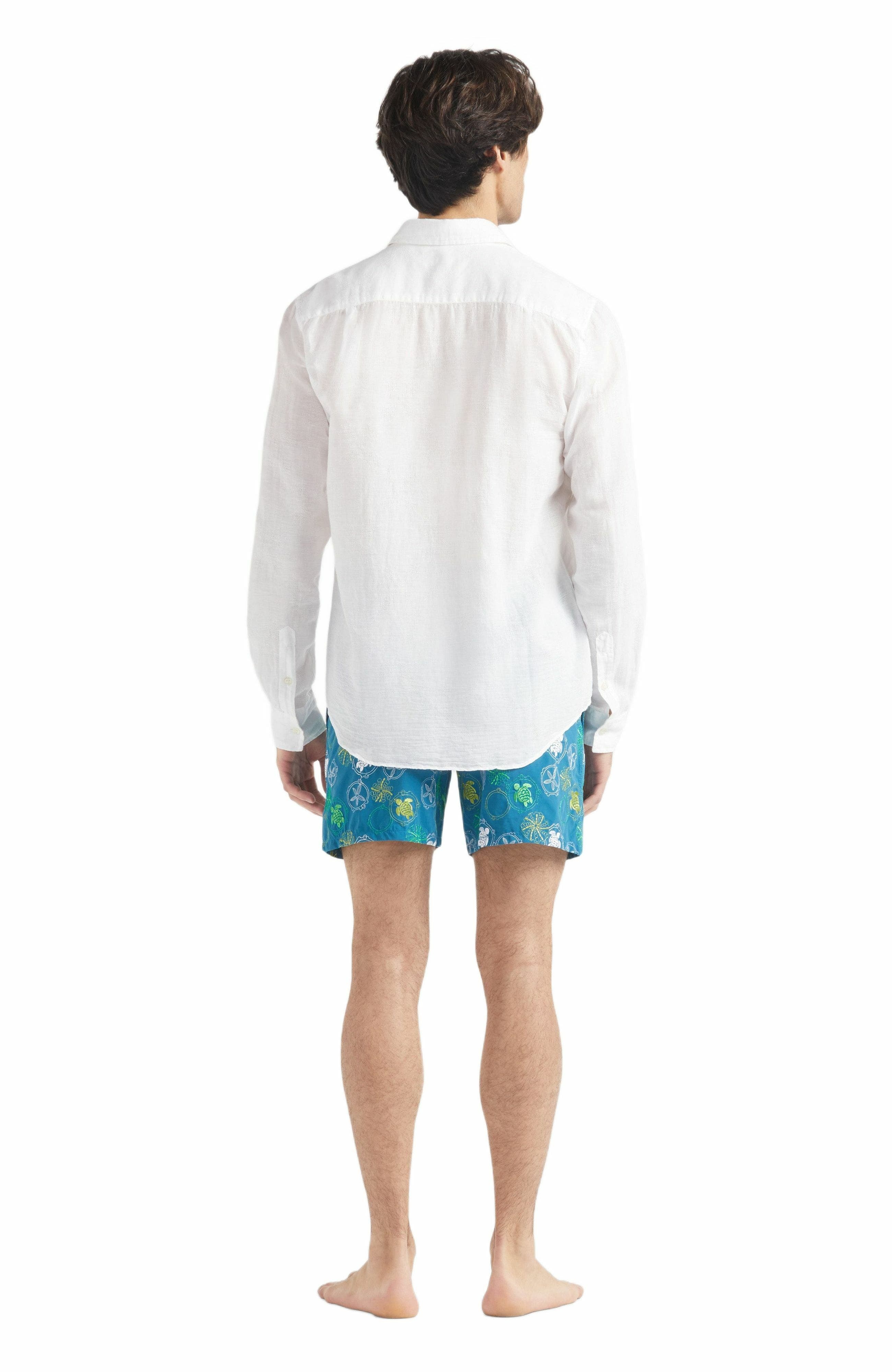 Vilebrequin Men's Solid Linen and Cotton Shirt in Blanc at Nordstrom - 4