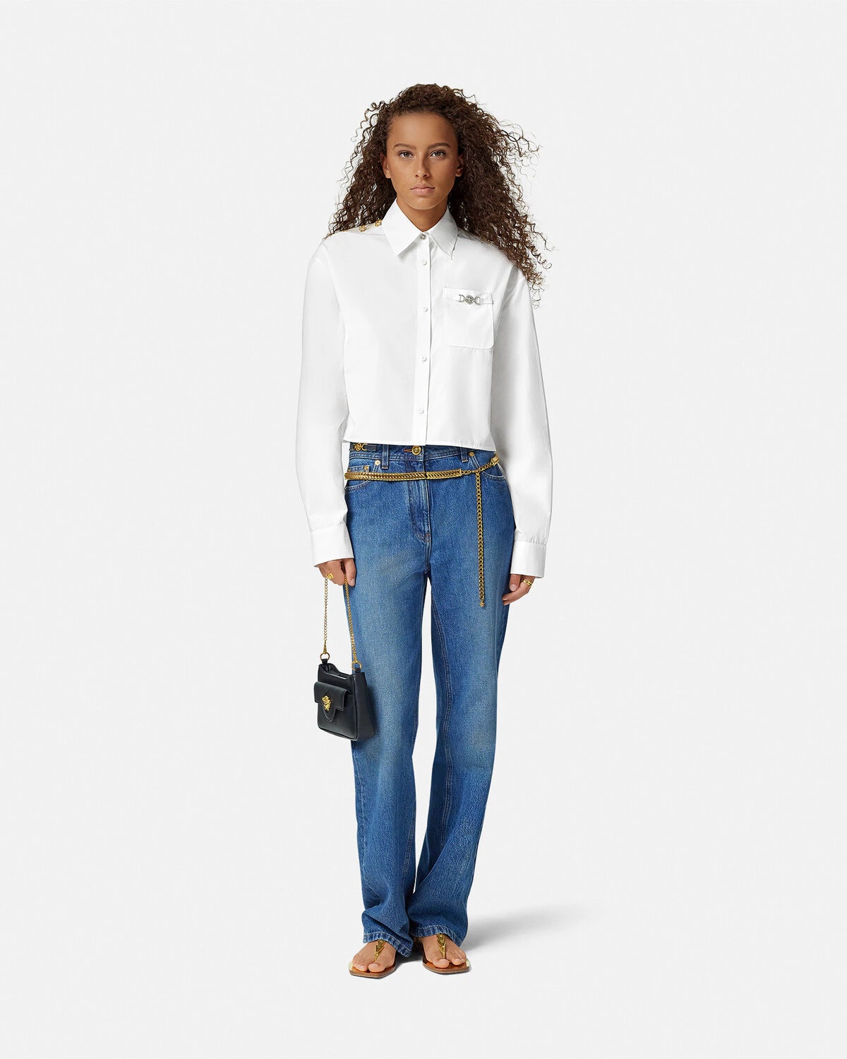Chain Stripes Crop Boxy Shirt - 2