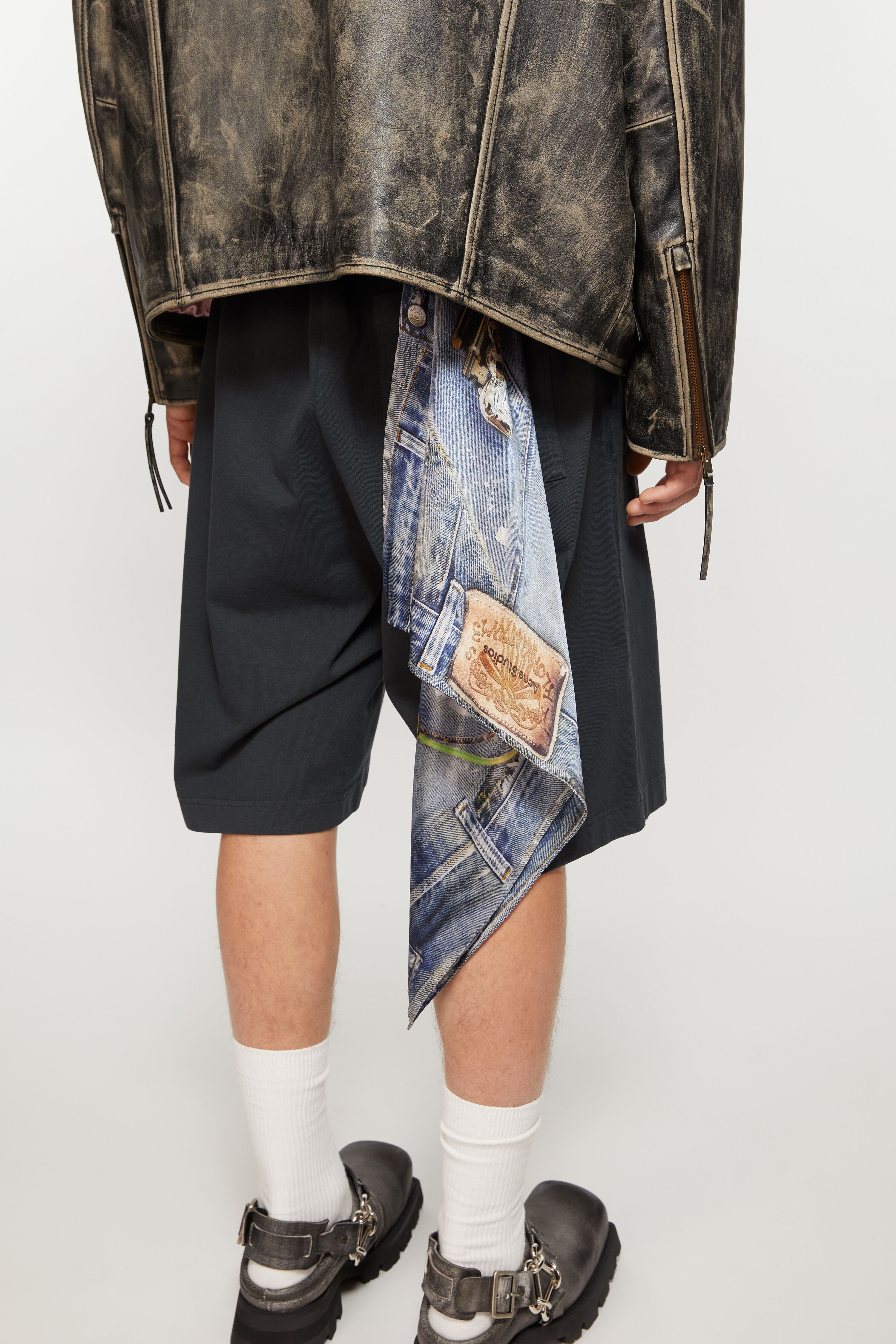 Printed silk scarf - Denim blue - 3