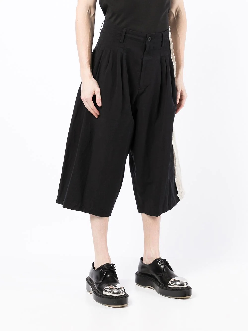 cropped contrast-panel tailored trousers - 3