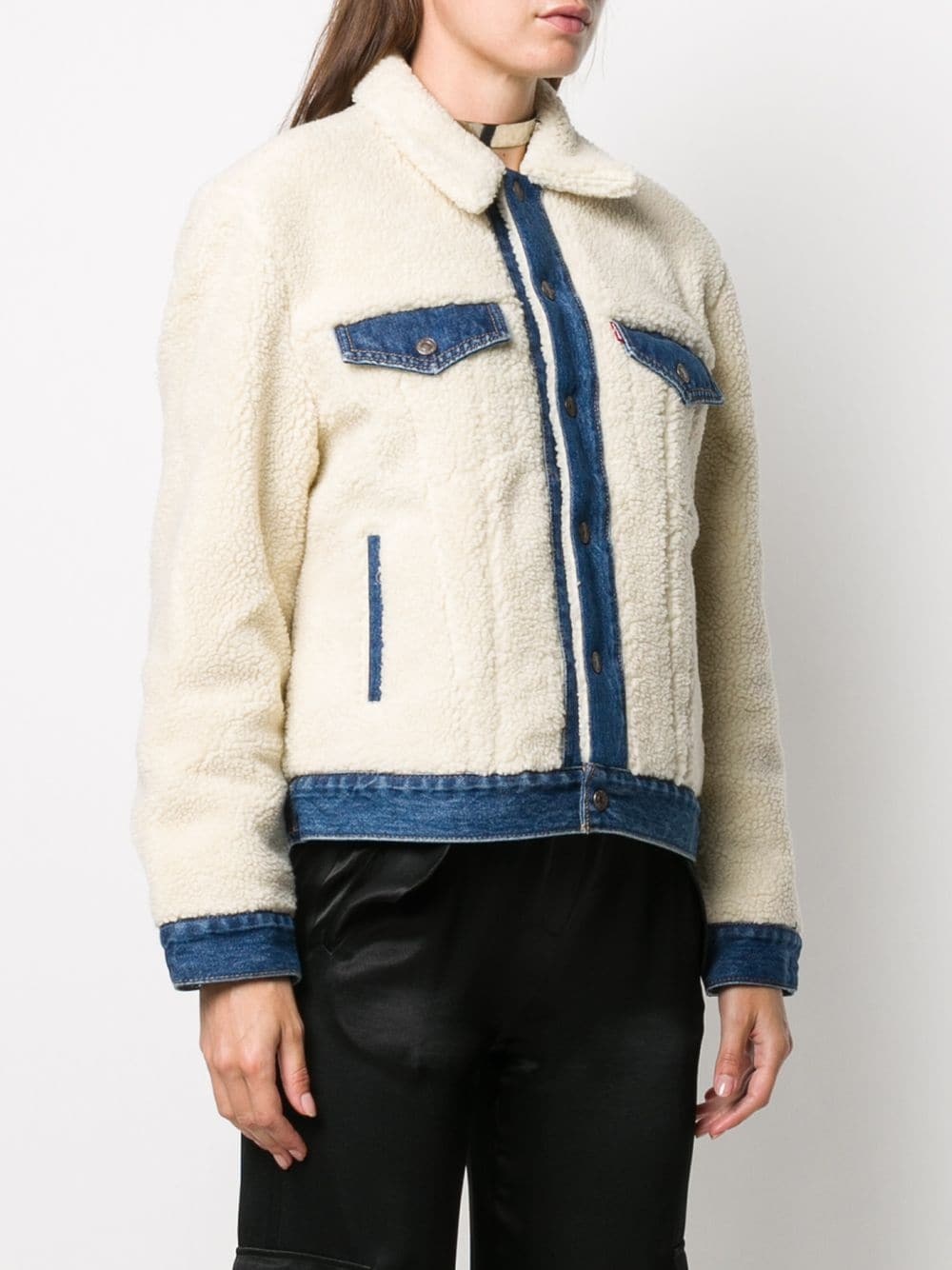 faux-shearling denim jacket - 3