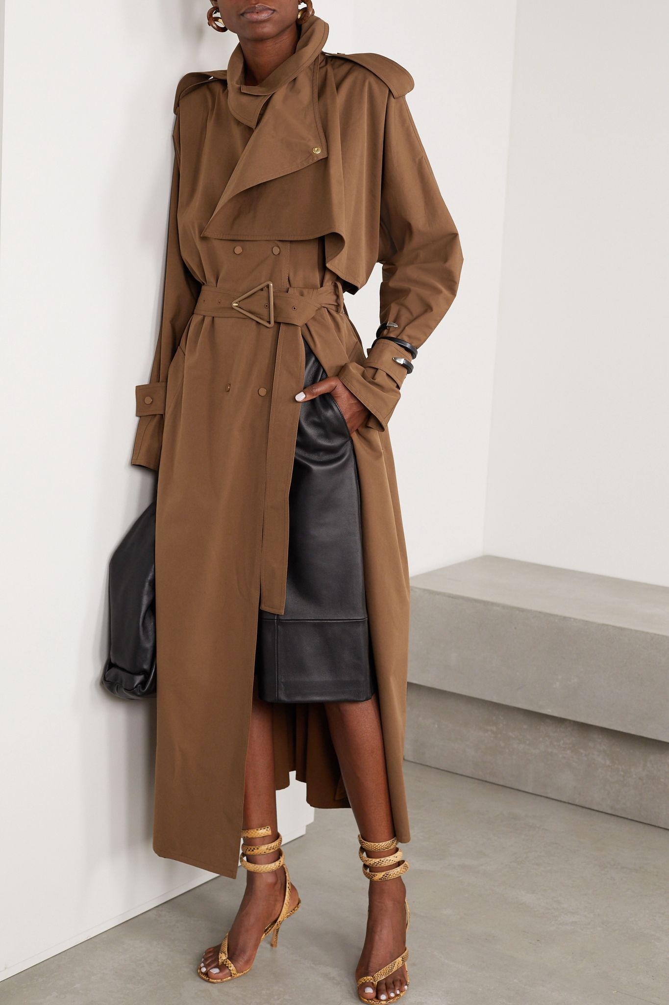 Belted double-breasted cotton-blend gabardine trench coat - 2