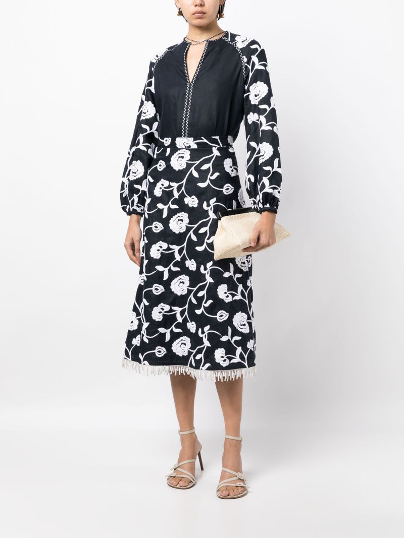 SILVIA TCHERASSI floral-embroidered A-line midi skirt outlook