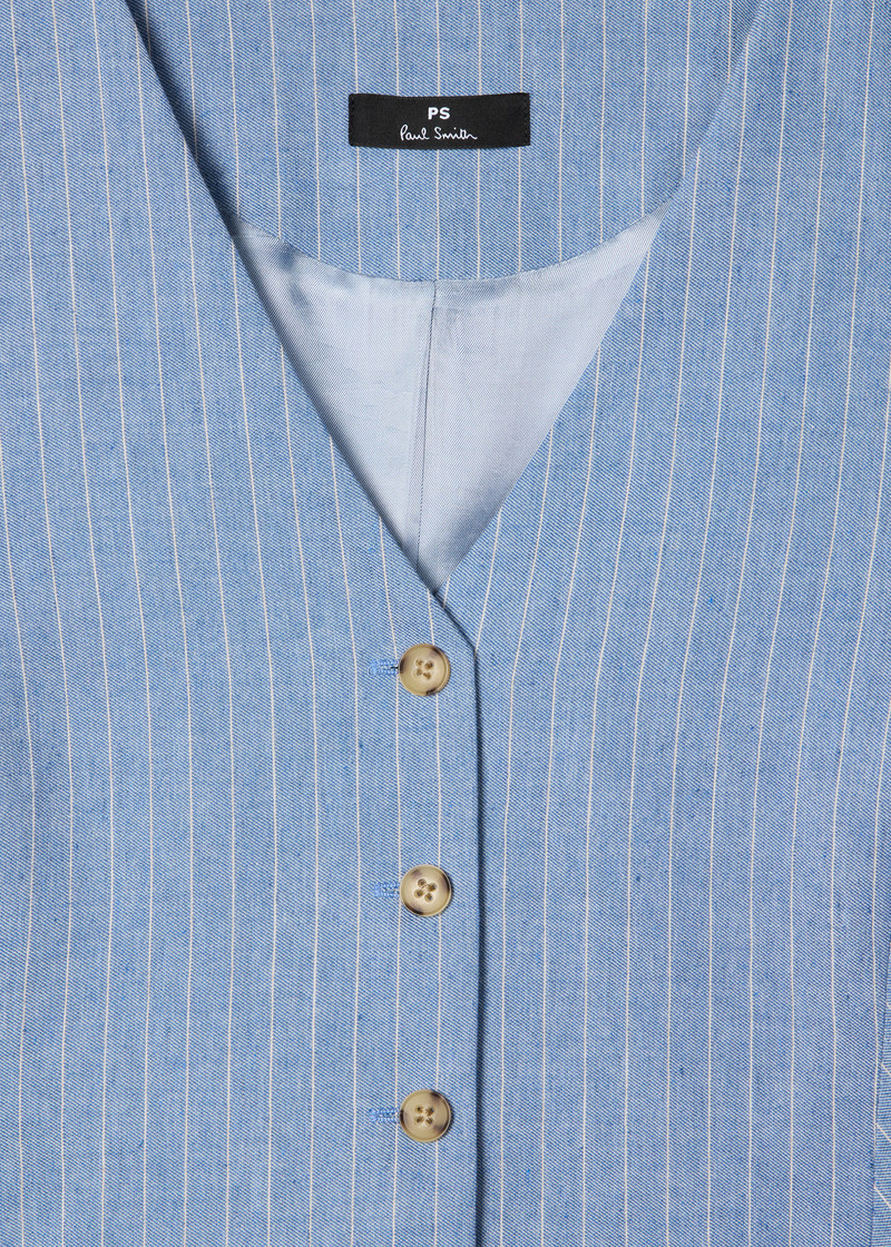 Women's Light Blue Pinstripe Waistcoat 7