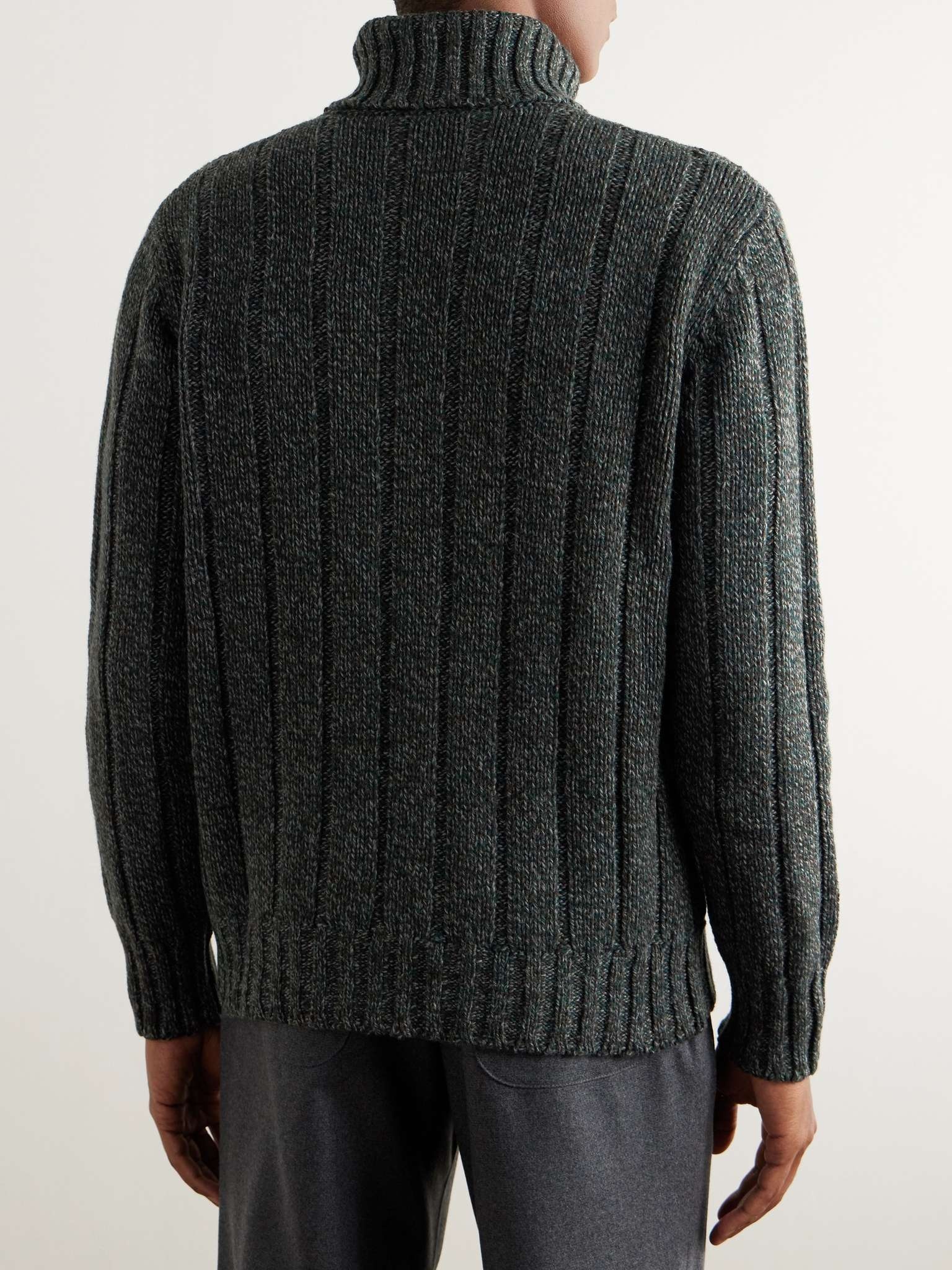 Logo-Appliquéd Ribbed Wool-Blend Rollneck Sweater - 4