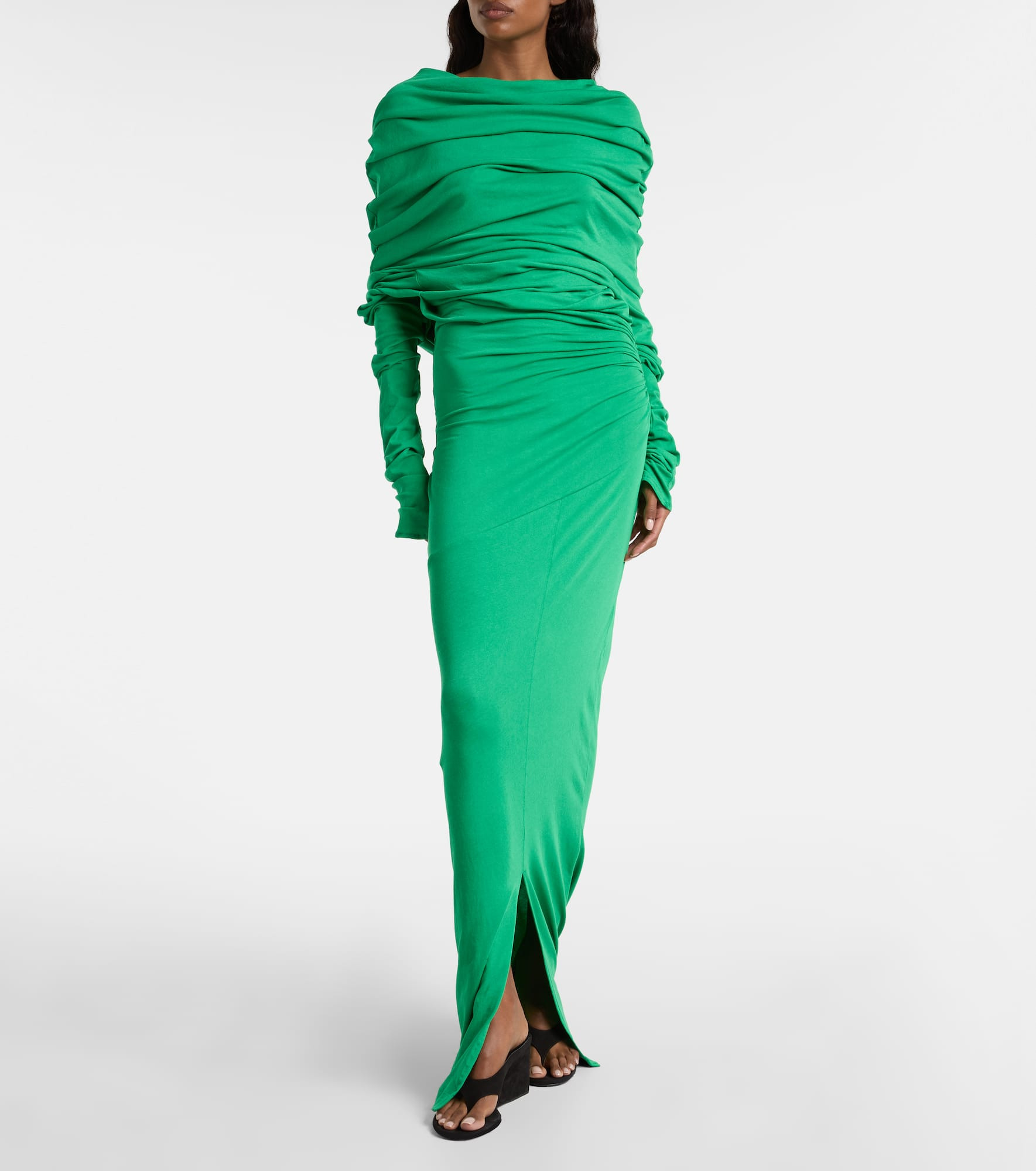 Bound draped cotton-blend maxi dress - 2