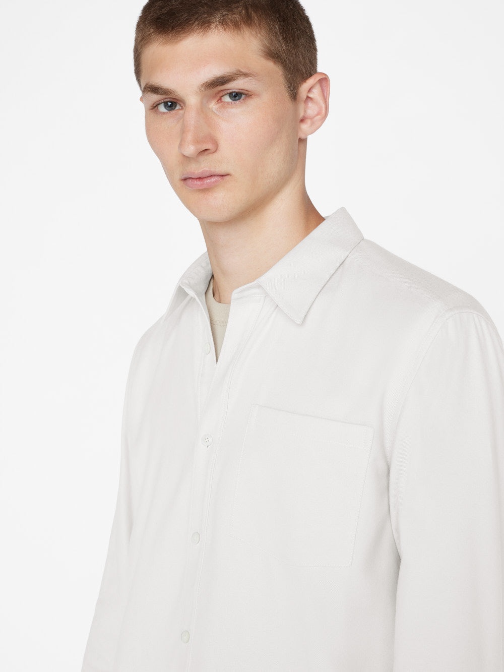 Brushed Cotton Shirt in Oatmeal - 5