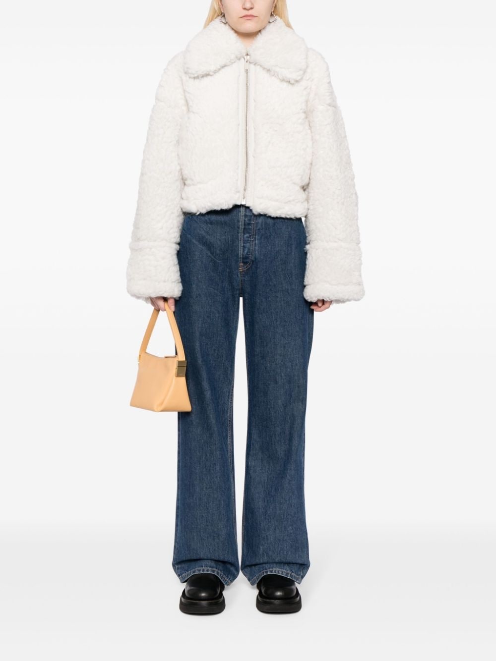 cropped shearling jacket - 2