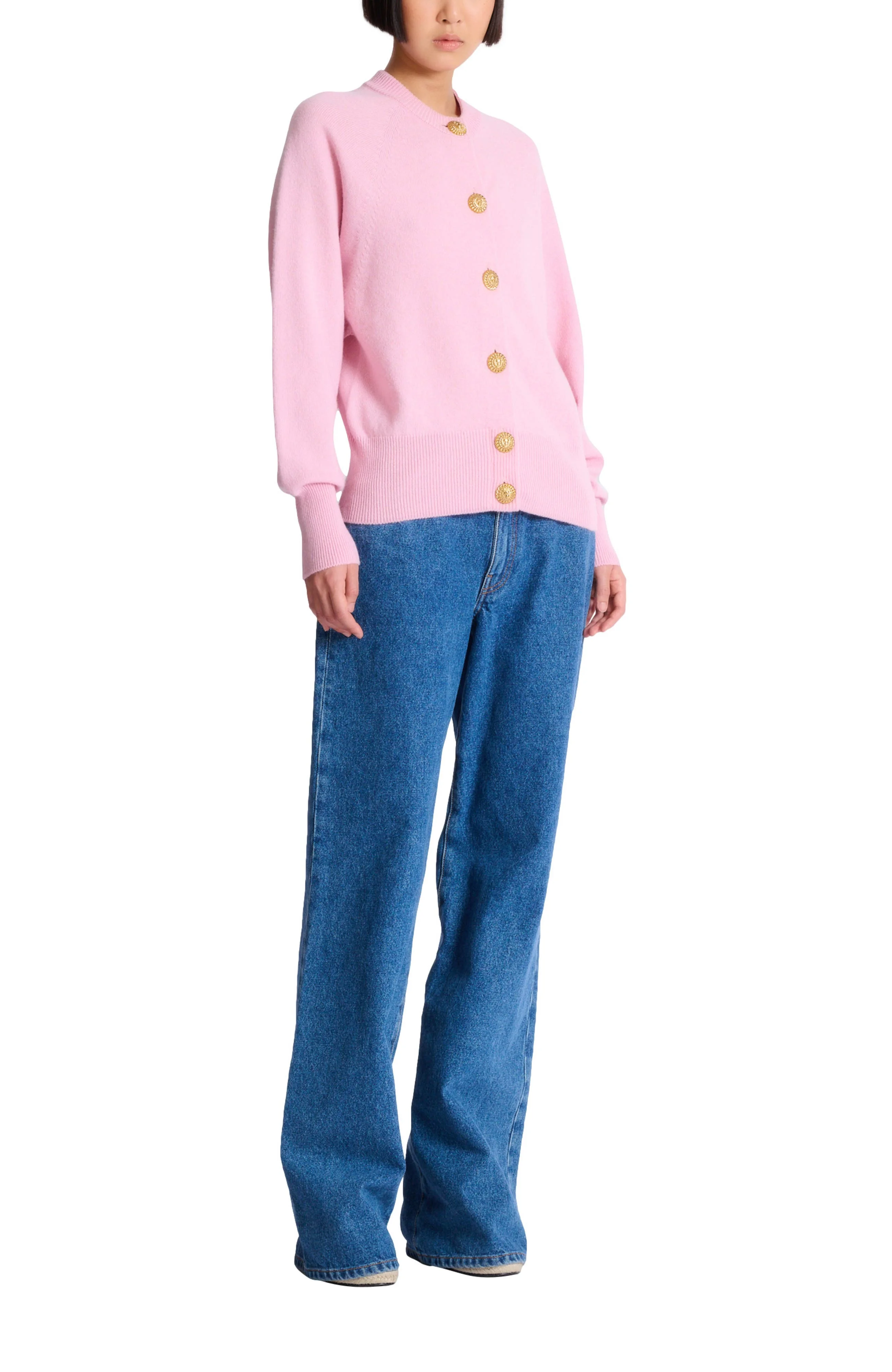 Balmain Buttoned eco-cashmere cardigan in Pink at Nordstrom - 1