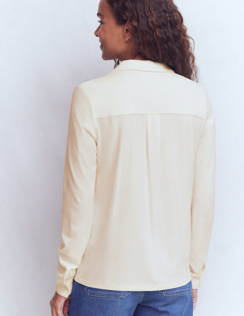 Trim Detail Jersey Shirt-Ivory 4