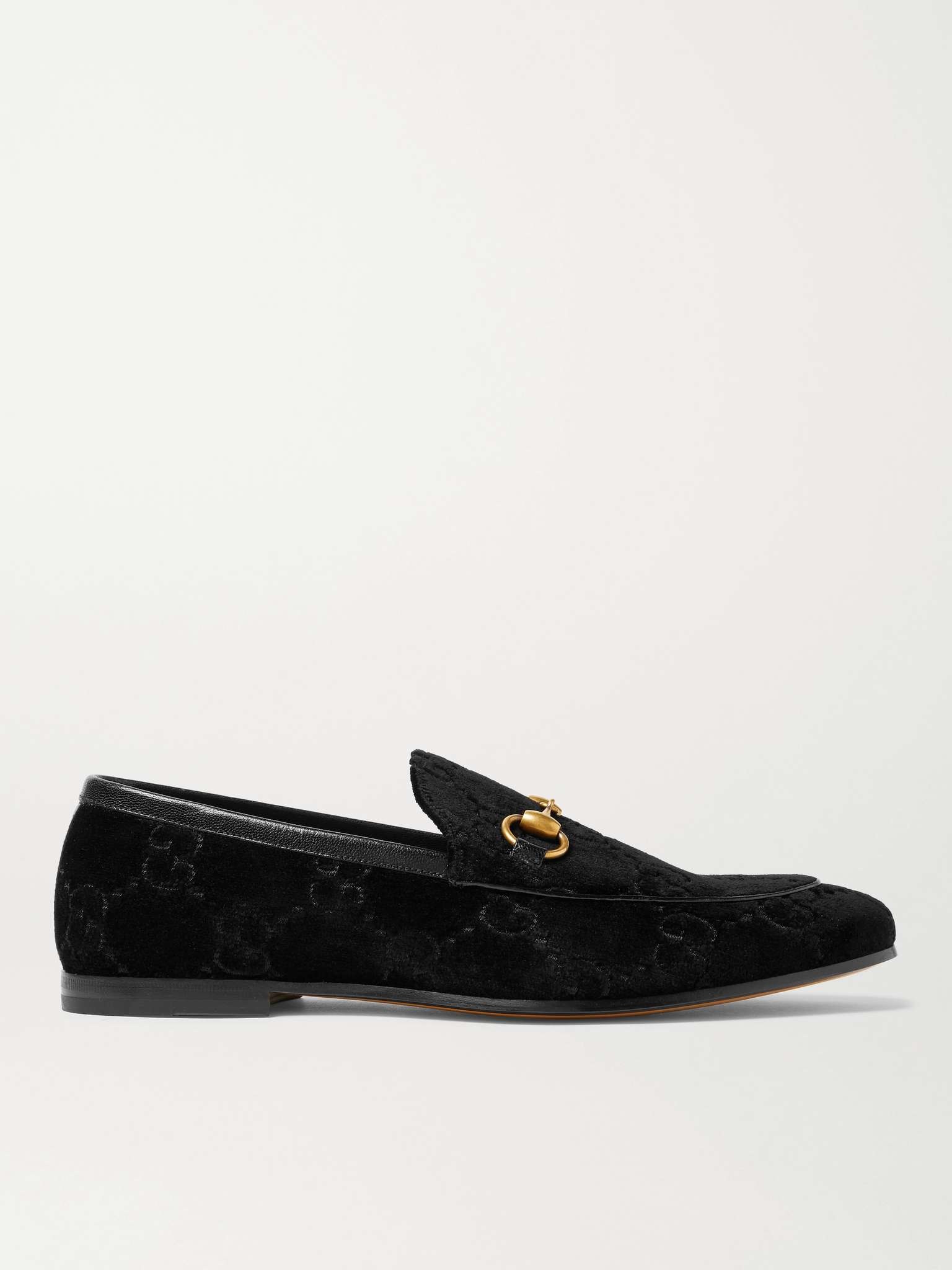 Jordaan Horsebit Leather-Trimmed Logo-Embroidered Velvet Loafers - 1