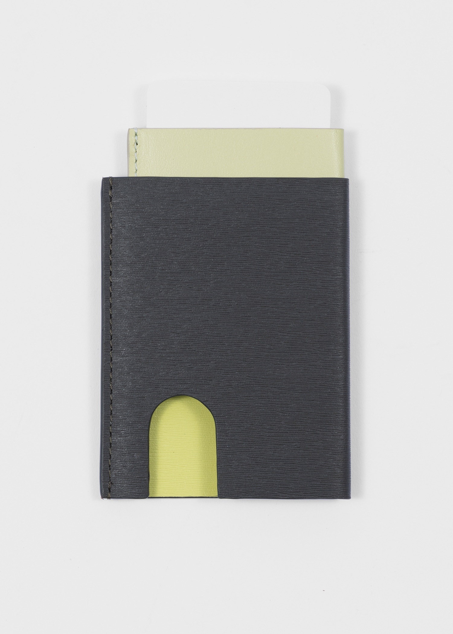 Green and Yellow Pop-Up Textured Leather Card Holder - 2