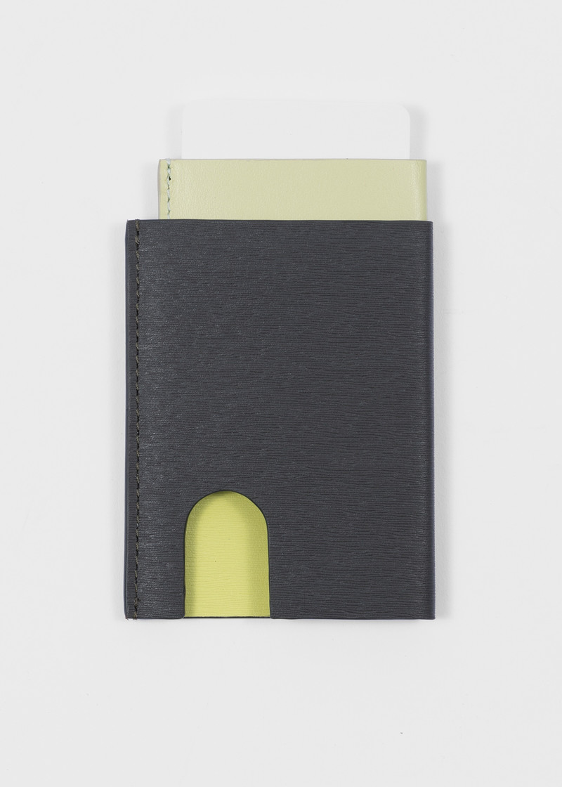 Paul Smith Green and Yellow Pop-Up Textured Leather Card Holder outlook