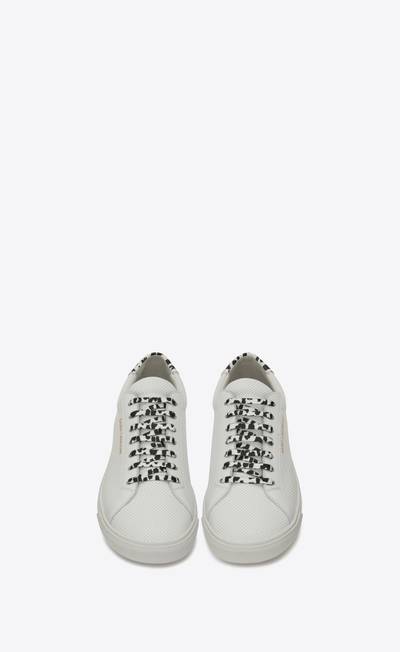 SAINT LAURENT andy sneakers in perforated leather and babycat-print leather outlook