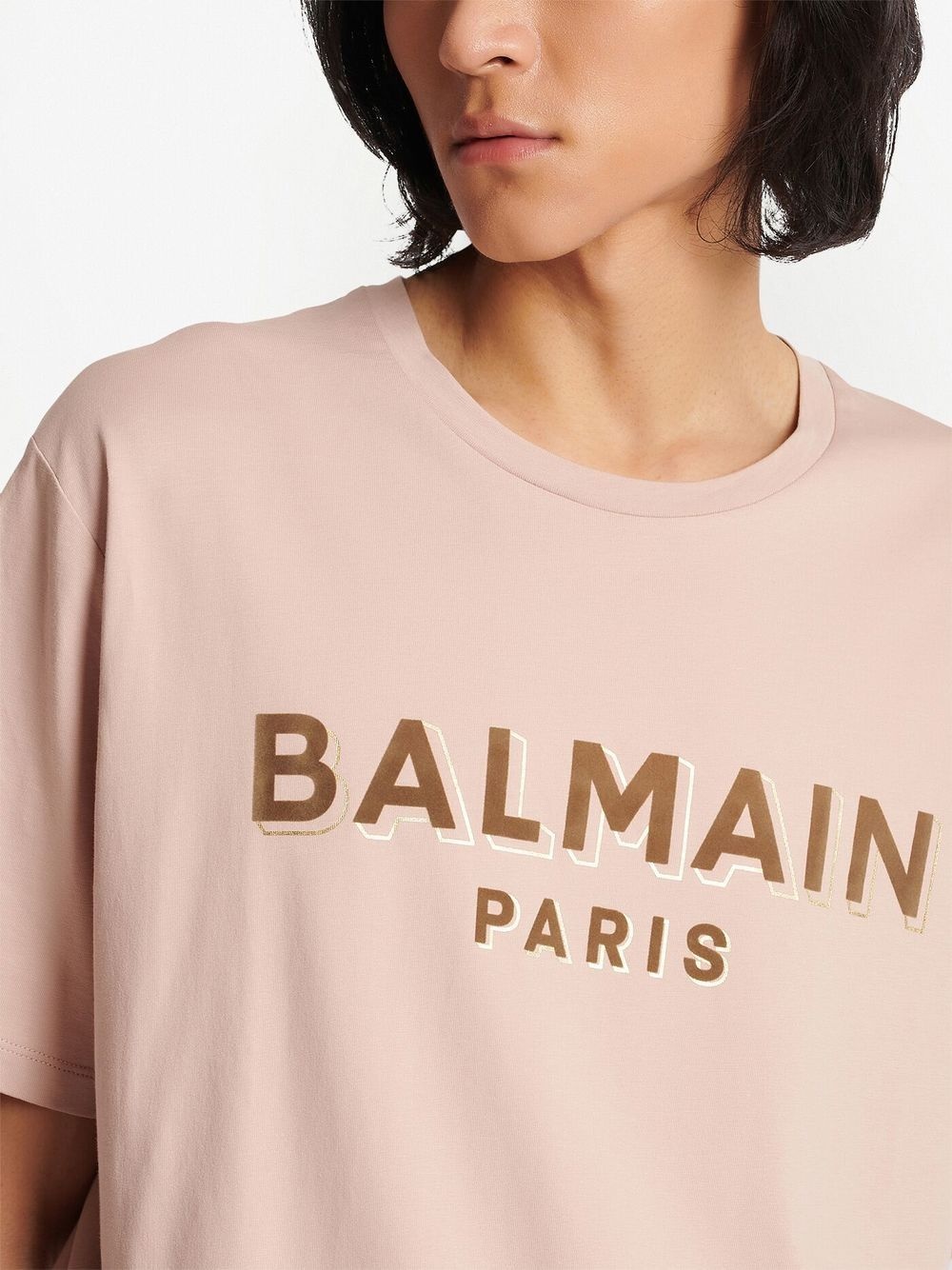 flocked-logo cotton T-shirt - 5