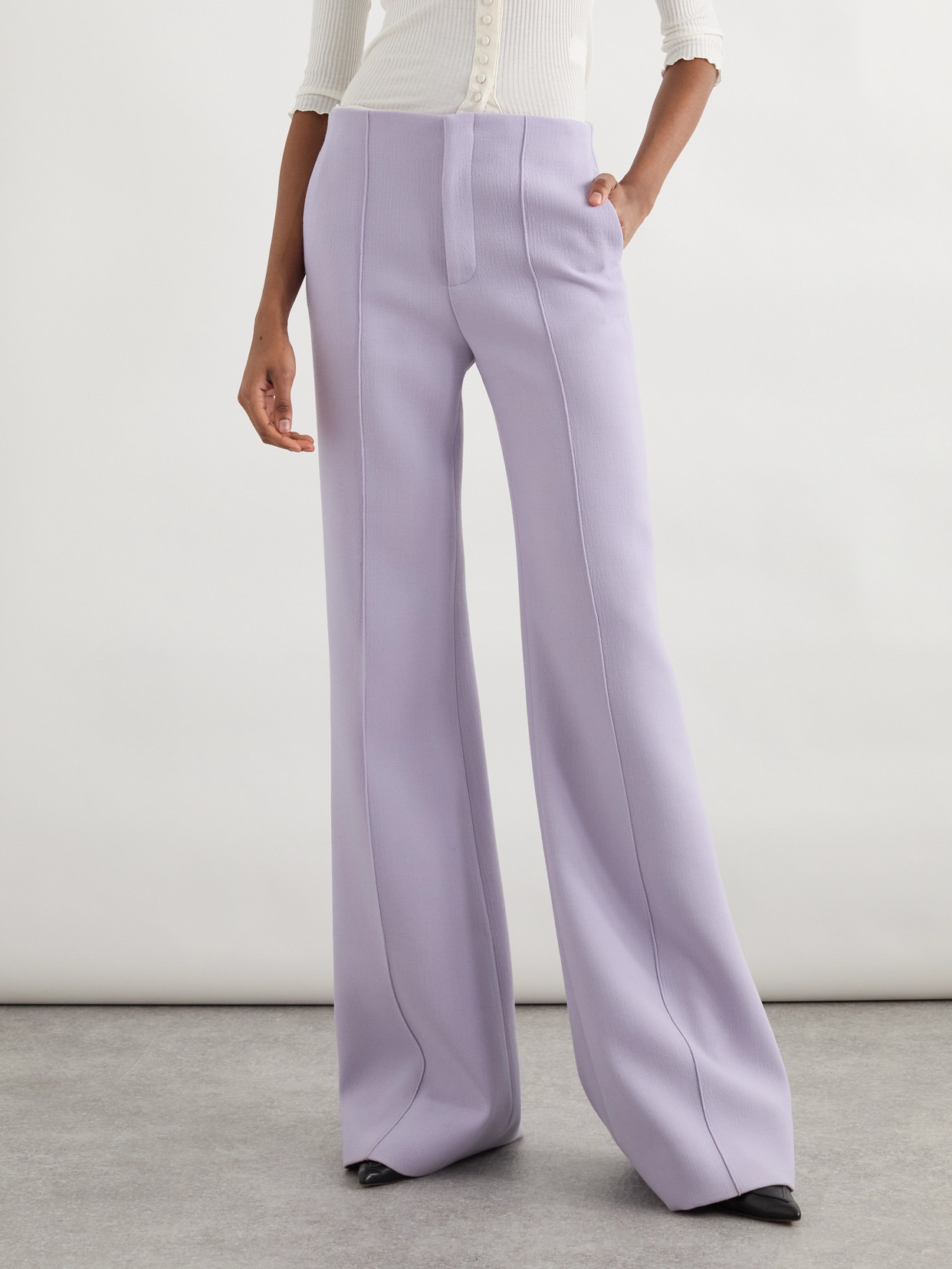 Wool-crepe Flared Pants - 4