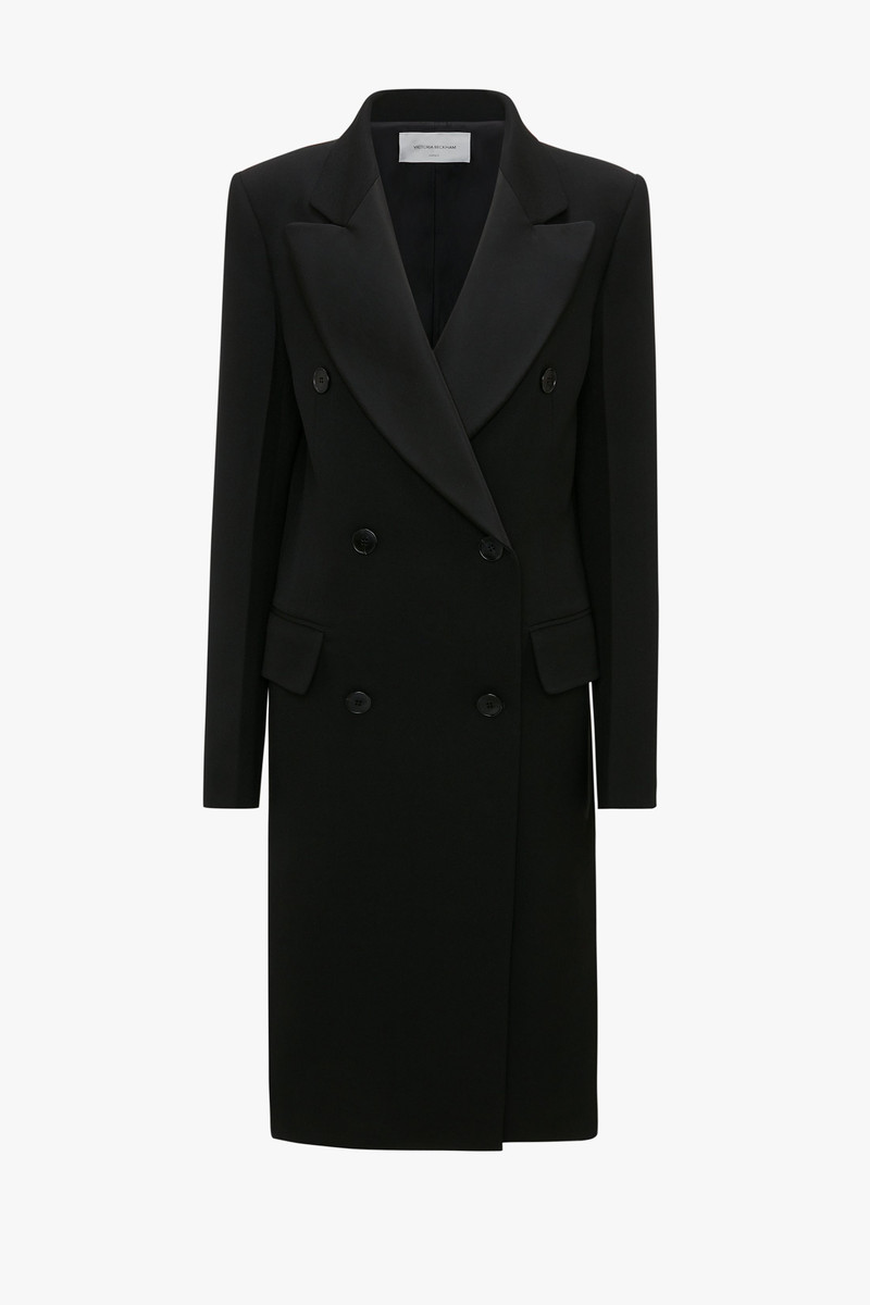 Double Breasted Tuxedo Coat in Black 1