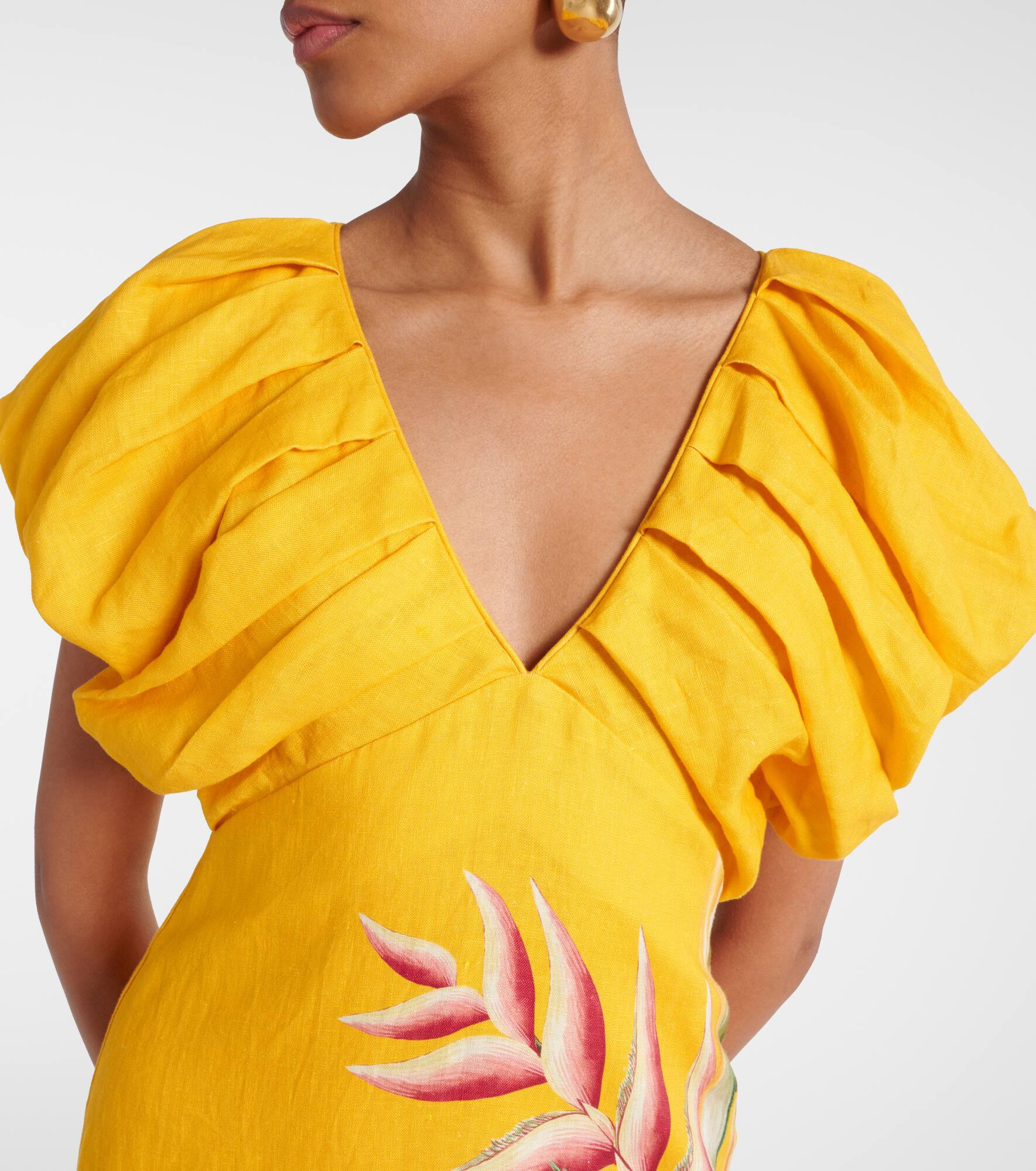 Spring Awakening floral linen midi dress - 4