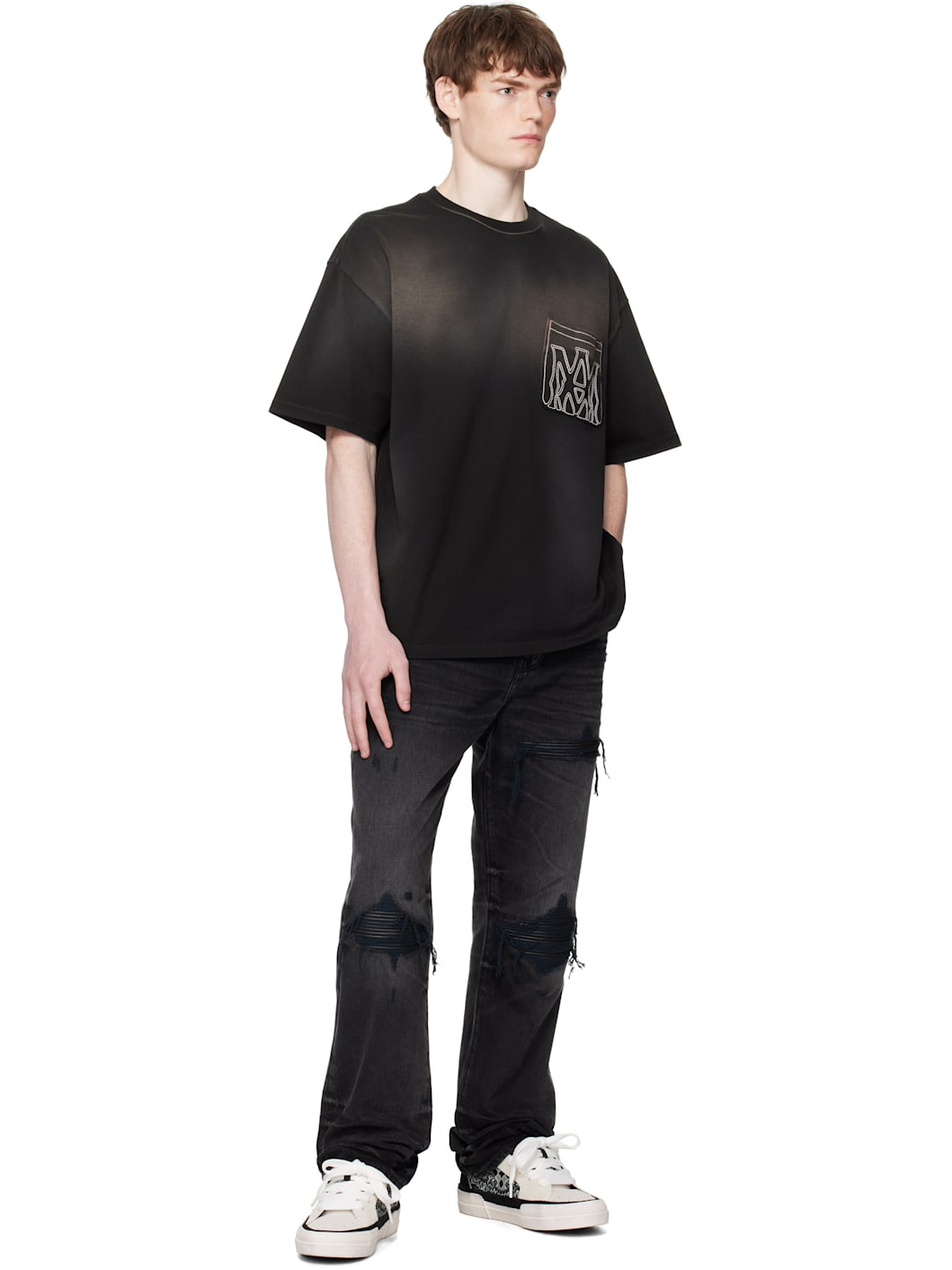 Black MA Outline Oversized T-shirt - 4