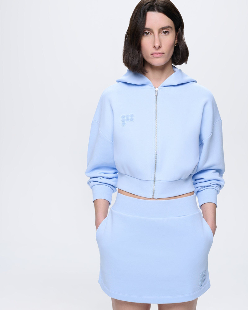 PANGAIA Womens Cropped Zip Up Hoodie - Wildflower Blue outlook