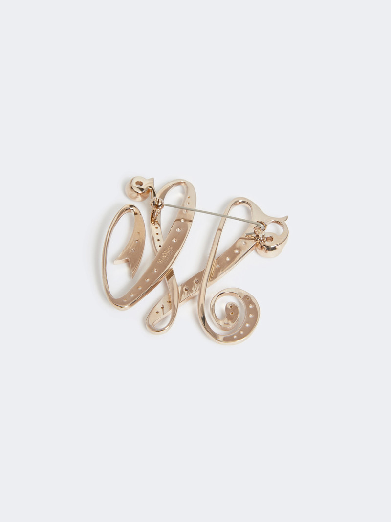 Max Mara MAGENTA Monogram brooch with rhinestones - IVORY outlook