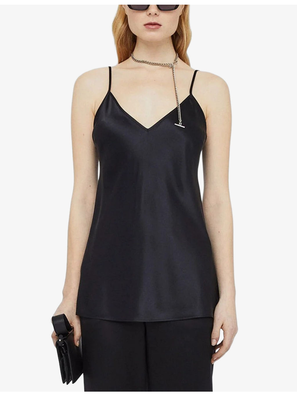 Clea V-neck spaghetti-strap silk top - 3