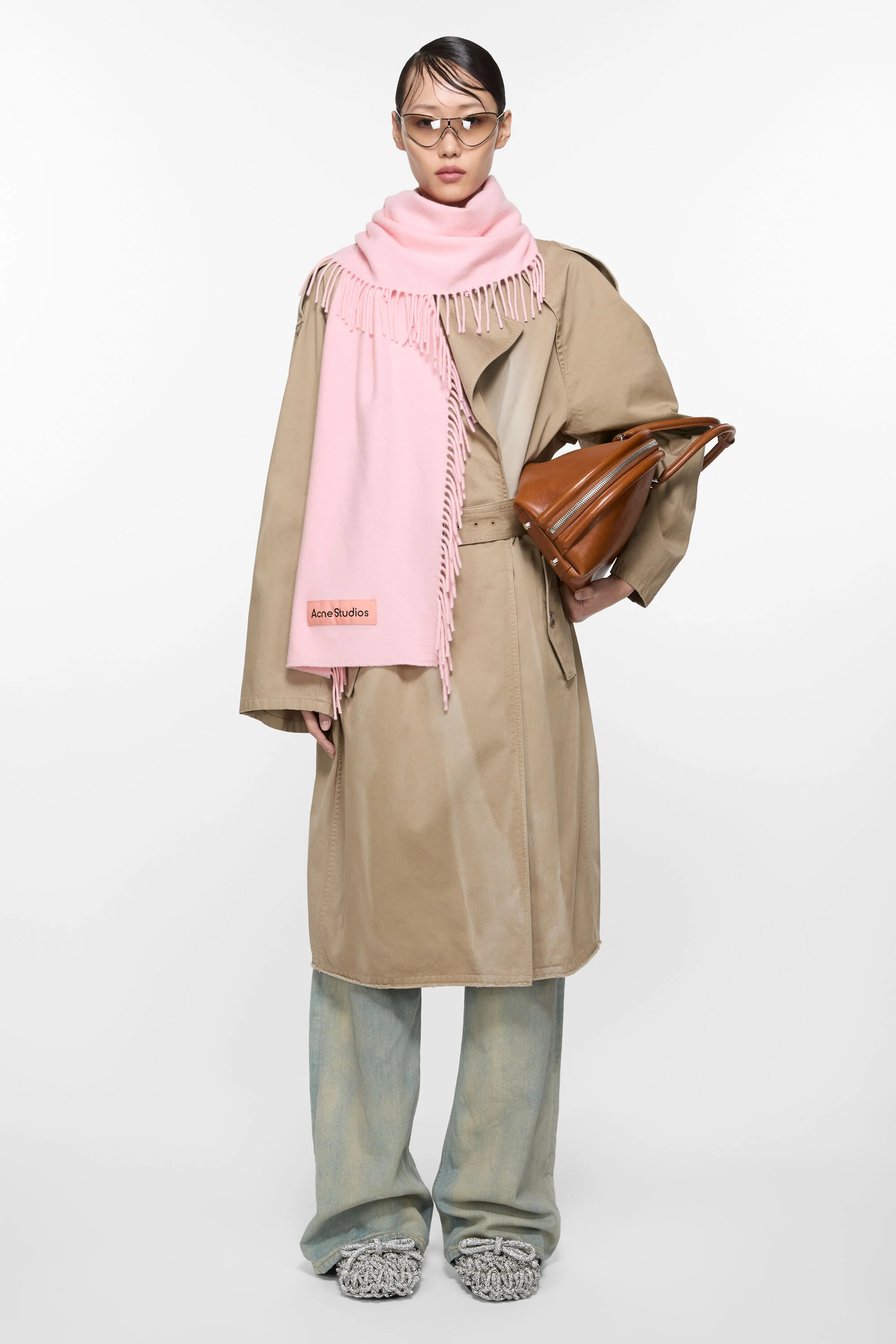 Fringe wool scarf - Pink - 2
