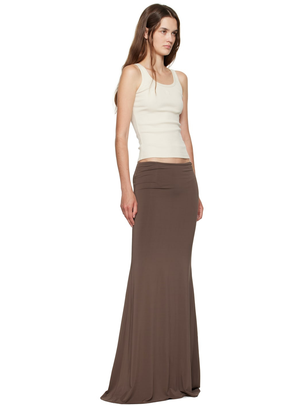 Brown Logo Chain Maxi Skirt - 4