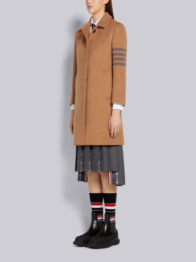 Thom Browne Coat Weight Camel Hair Engineered 4-Bar Narrow Shoulder Bal Collar Classic Overcoat outlook