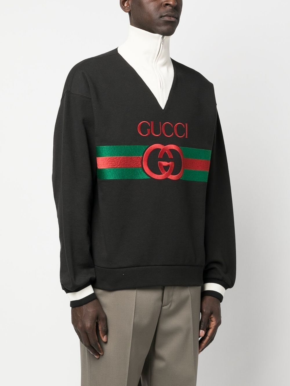 embroidered-logo high-neck sweatshirt - 3