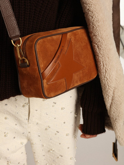 Golden Goose Star Bag in tobacco-colored suede with tone-on-tone leather star outlook