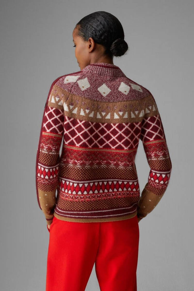 Annette knit sweater in Red/Camel 3