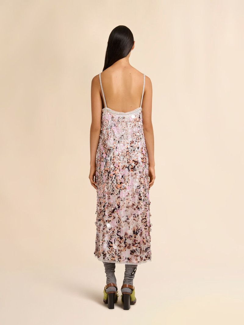 PINK MESH MIDI DRESS WITH MIXED SEQUINS 3