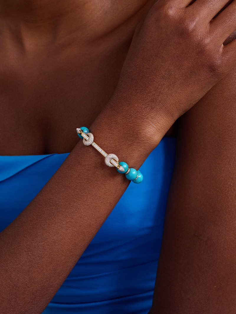 ANANYA Jumbo Chakra 18-karat gold multi-stone bracelet Turquoise outlook