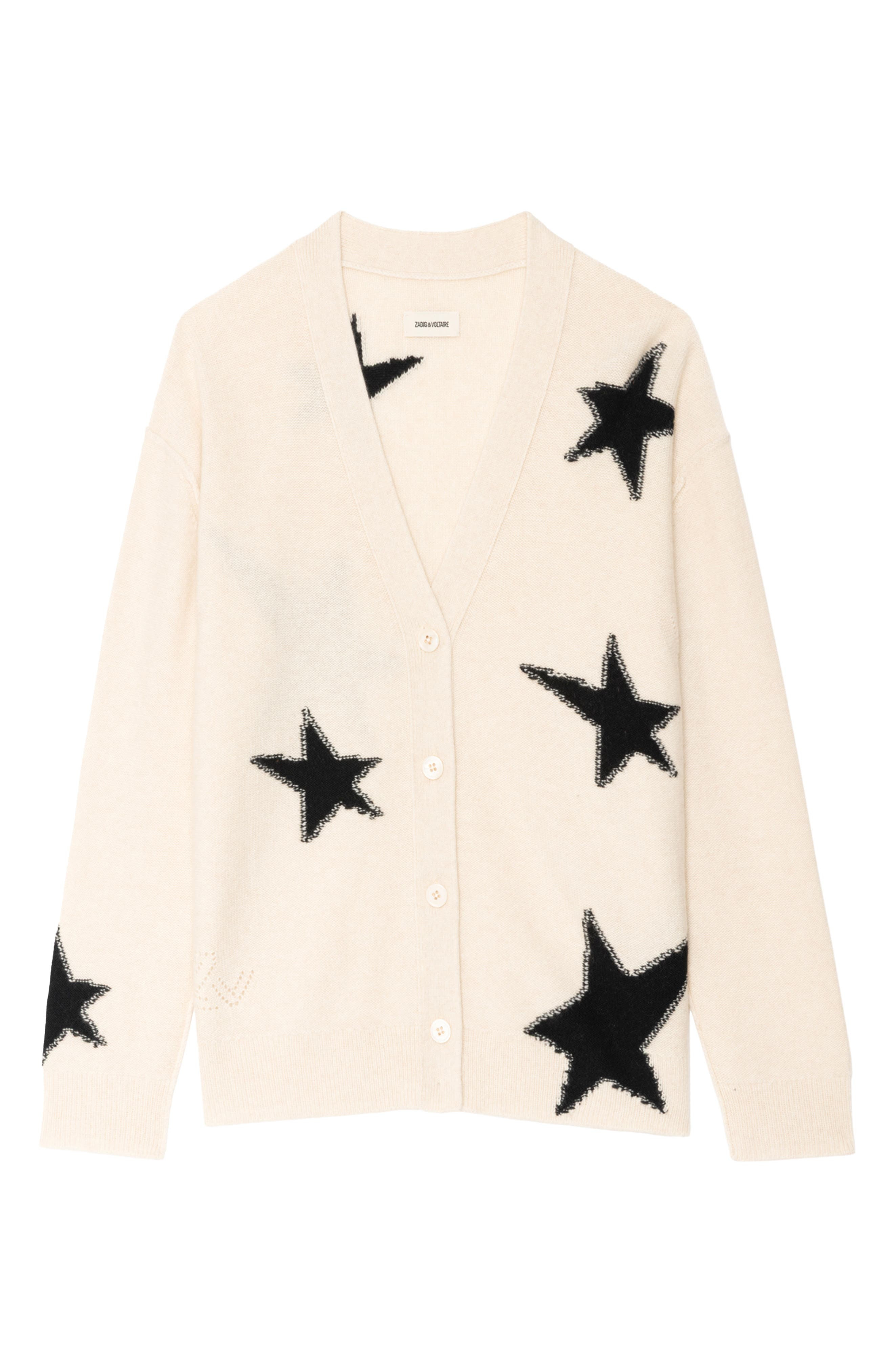 Zadig & Voltaire Mirka Star Cashmere Cardigan in Ecru at Nordstrom - 5