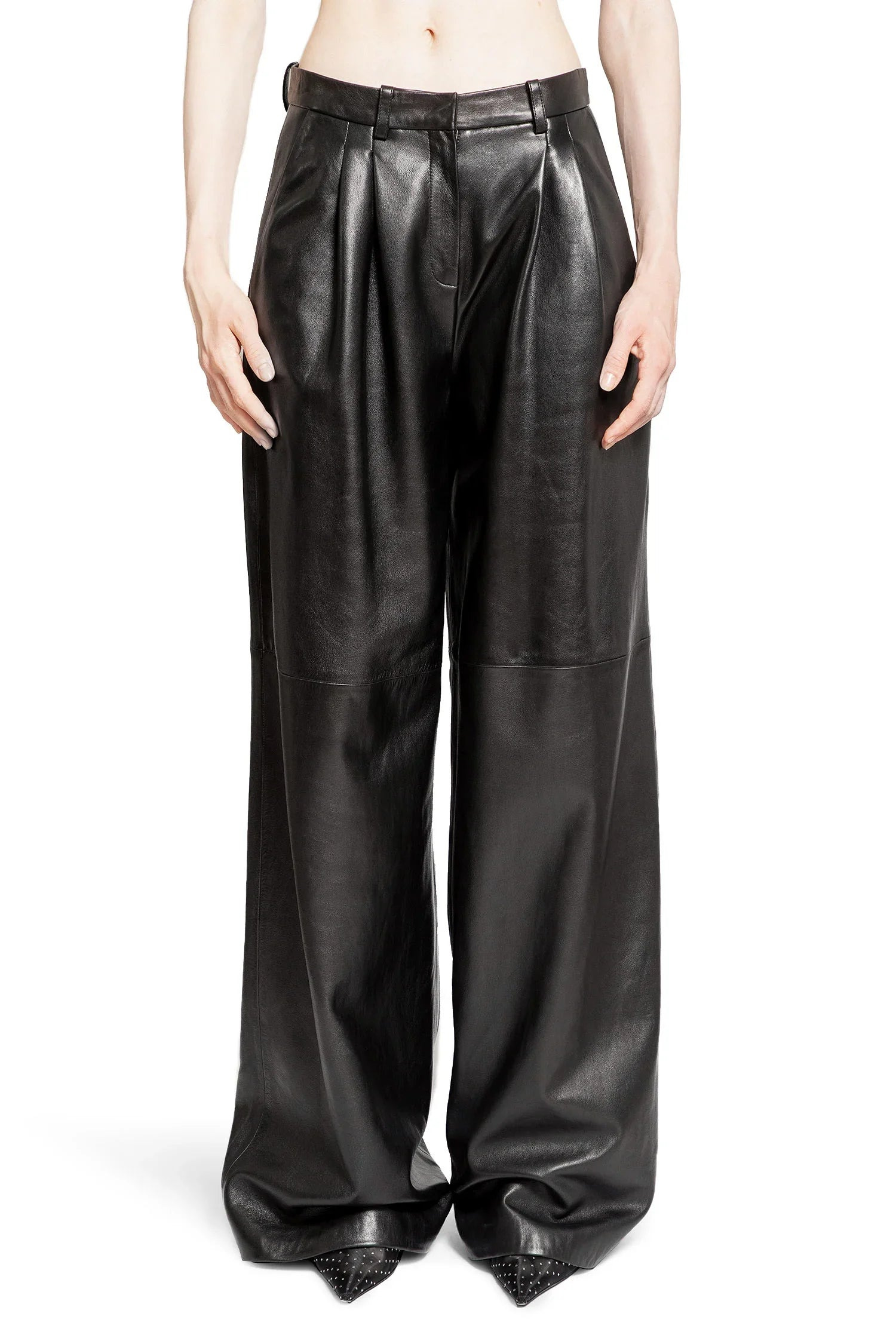 Wide-Leg-Tailored-Leather-Pants - 1