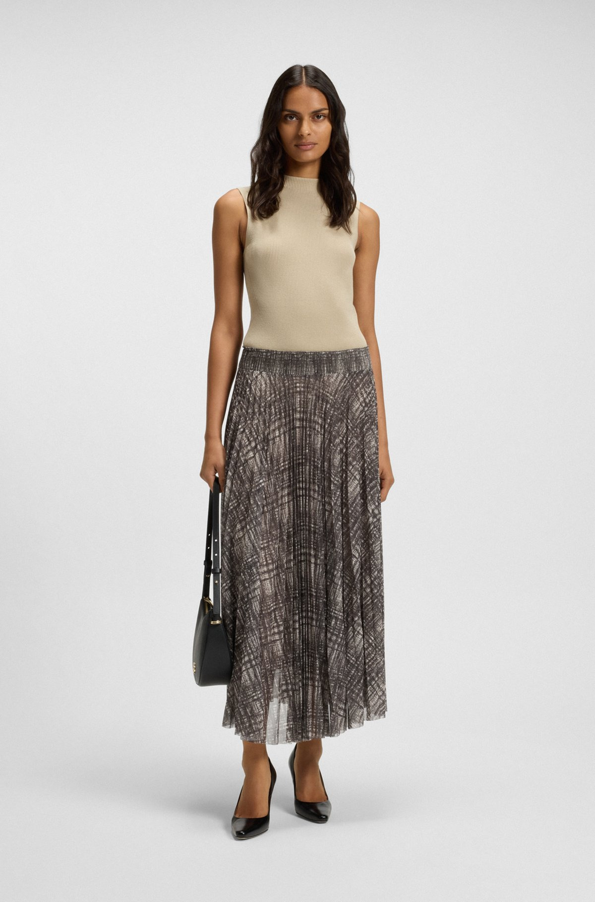 LINED TULLE SKIRT WITH PLISSÉ PLEATS - 3