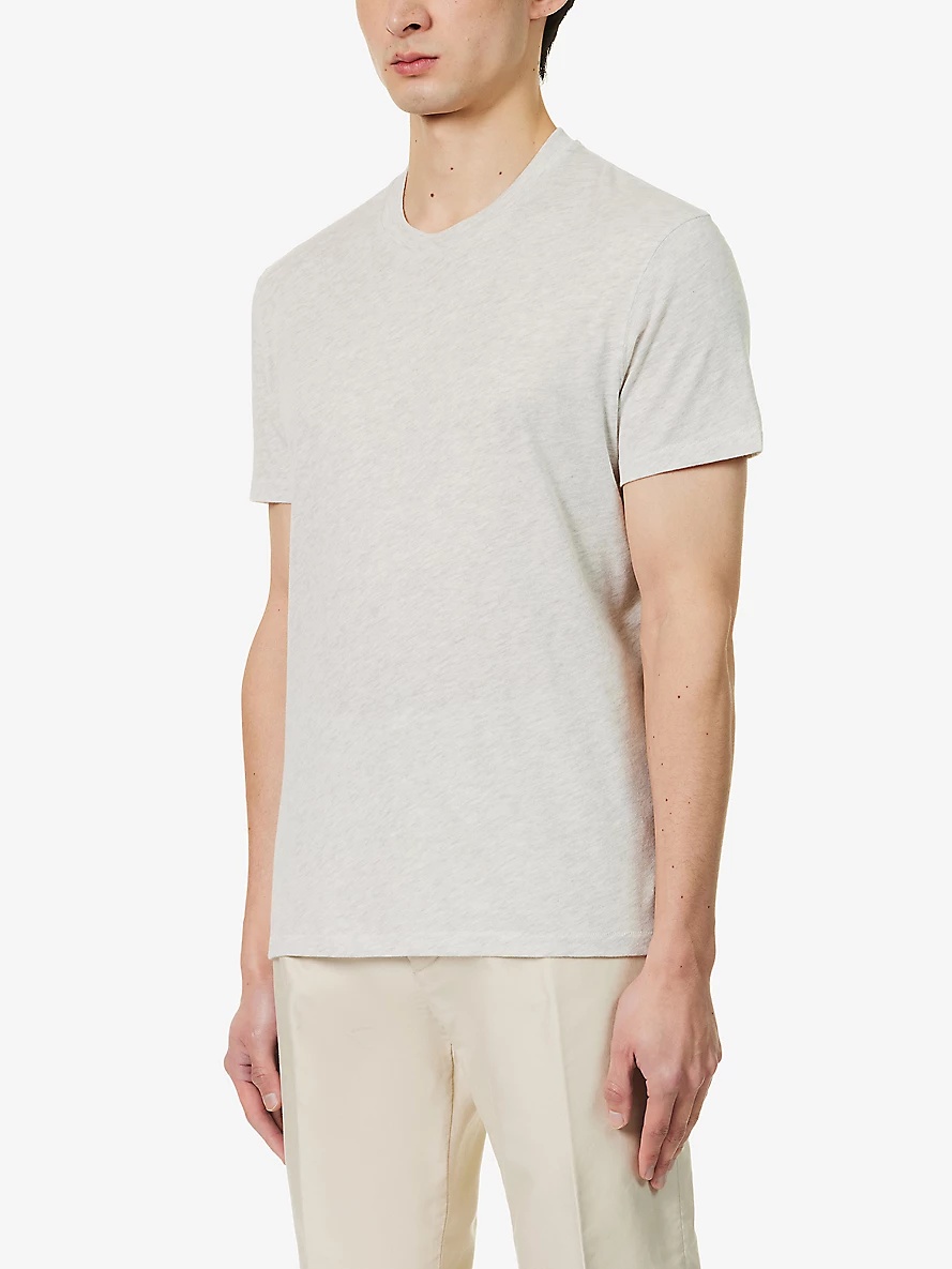 Brand-embroidered crewneck cotton-blend T-shirt - 3