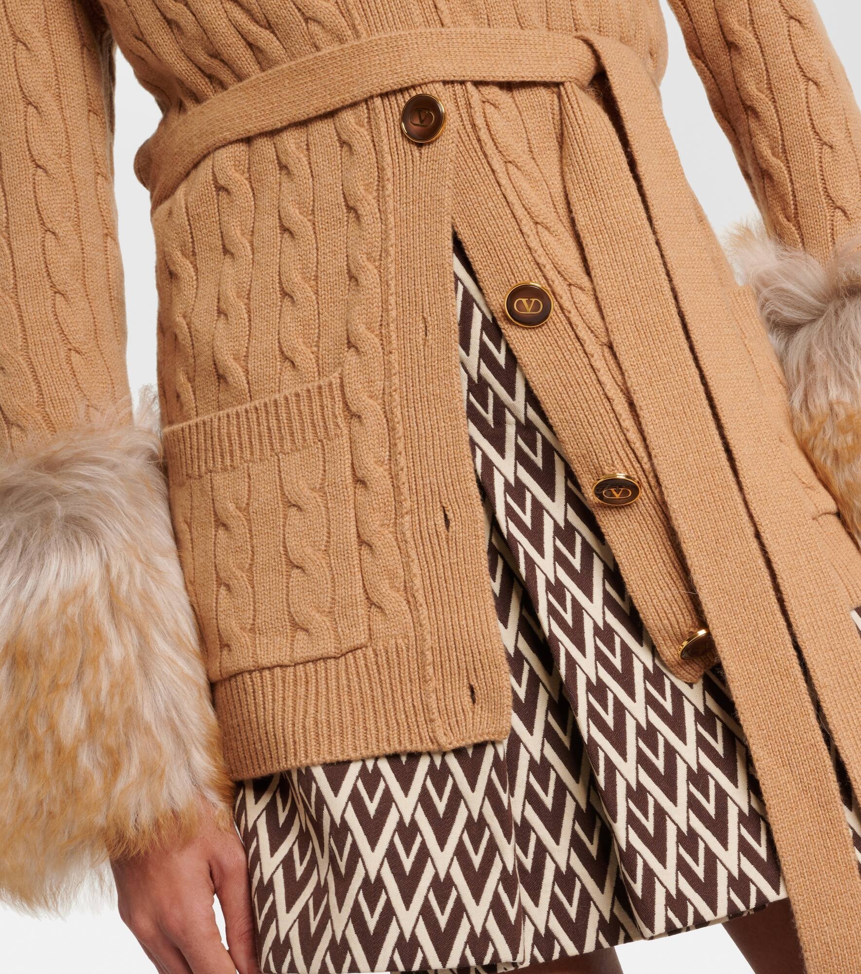 Shearling-trimmed cashmere cardigan - 5