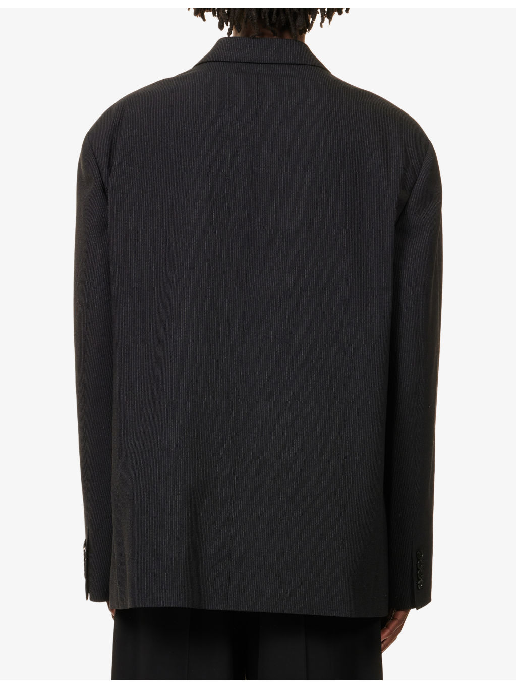 Oversized Pinstriped Cotton-Wool Blend Jacket - 4