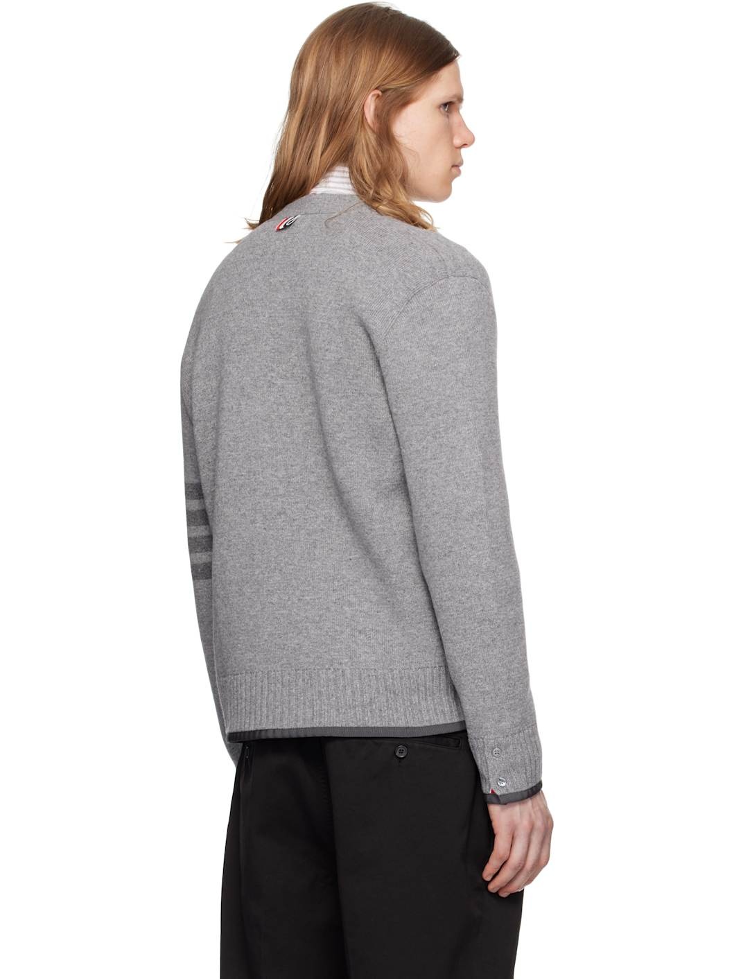 Gray Milano Stitch V Neck Cardigan - 3
