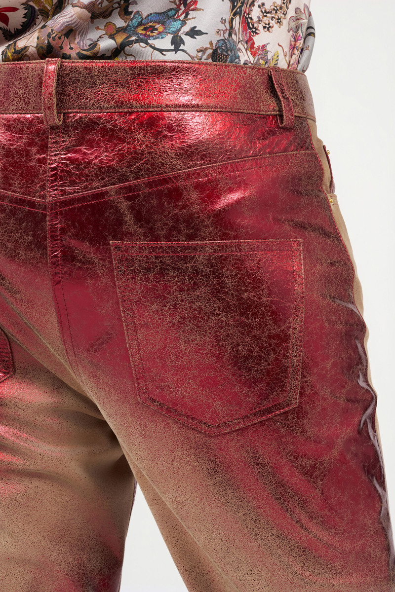 Metallic Leather Flare Pants 7