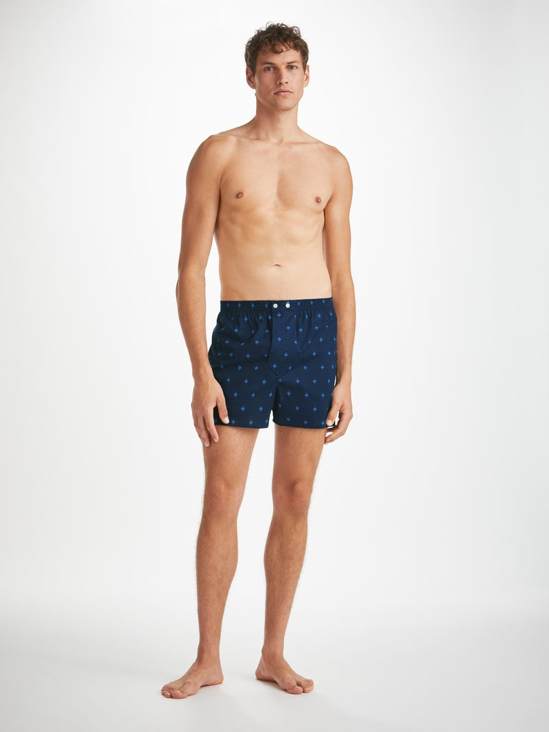 Derek Rose Men's Classic Fit Boxers Nelson 98 Cotton Batiste Navy outlook