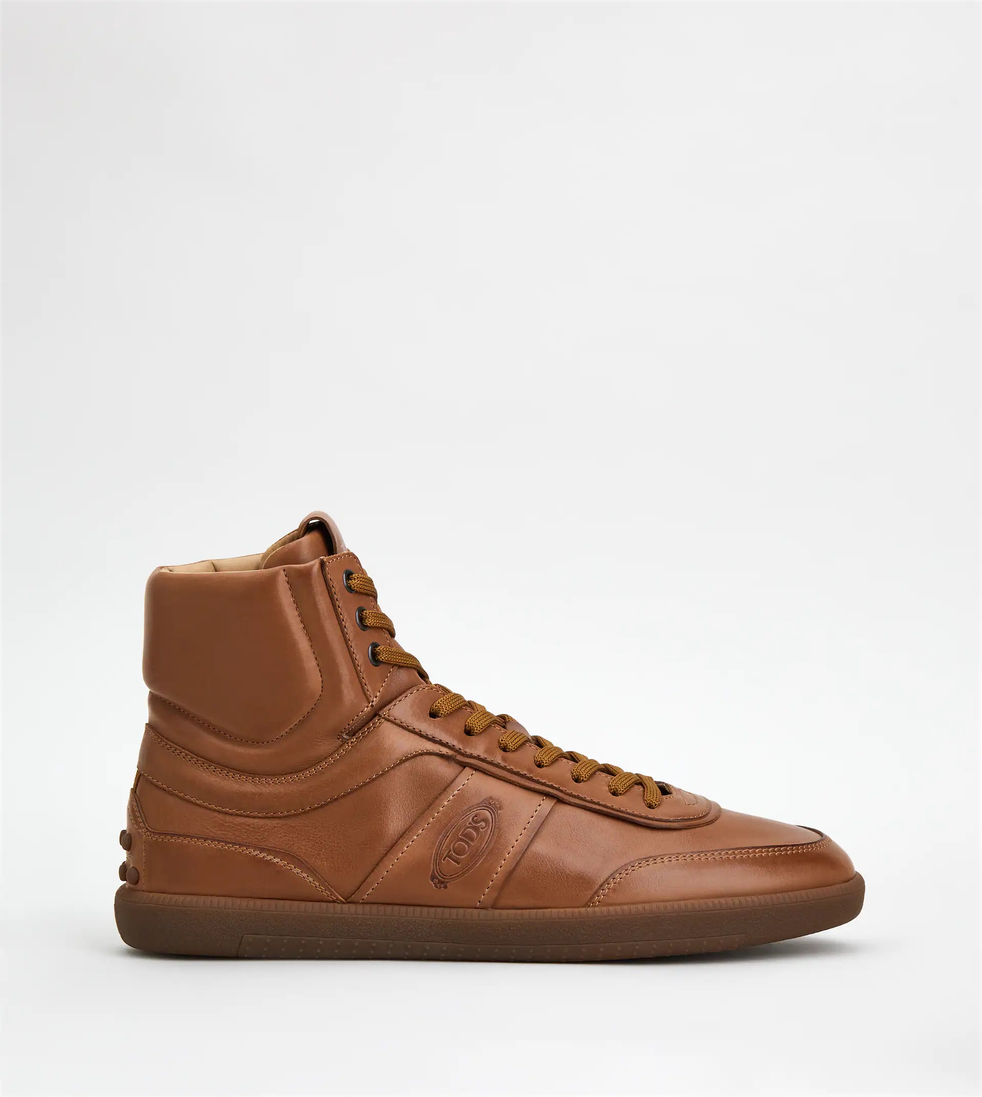 TOD'S TABS SNEAKERS HIGH-TOP IN LEATHER - BROWN - 1