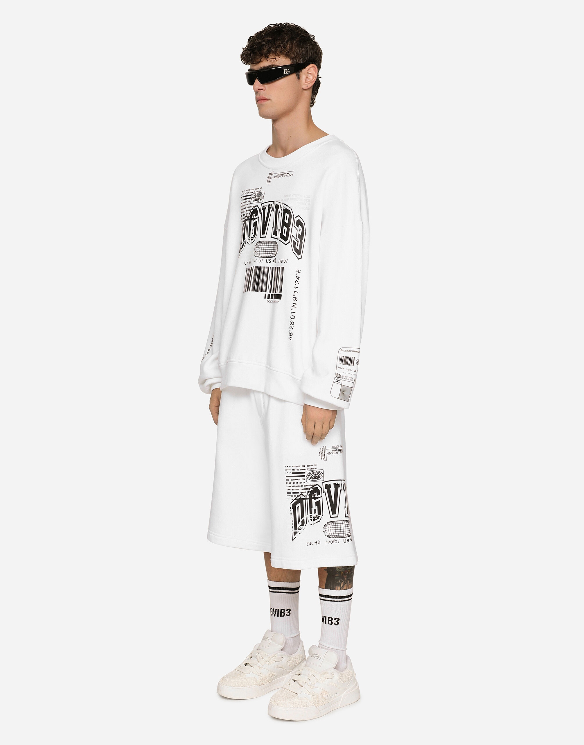 Jersey jogging shorts with DGVIB3 print and logo - 5