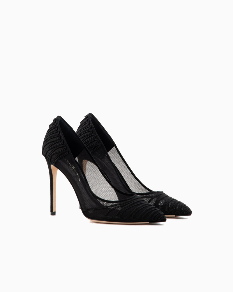 Tulle court shoes with suede embroidery 2